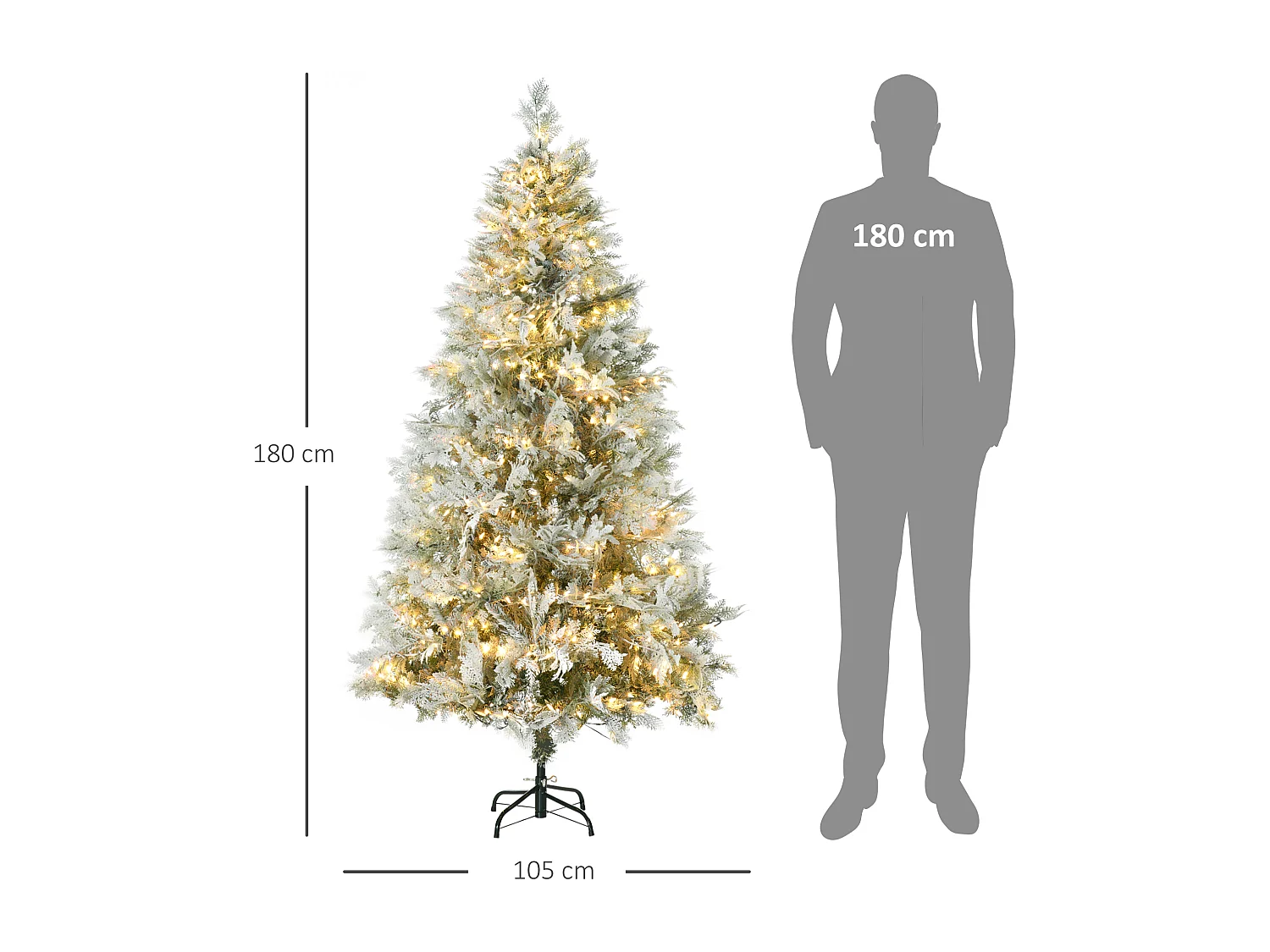 Árbol de navidad verde 105x105x180 cm HOMCOM