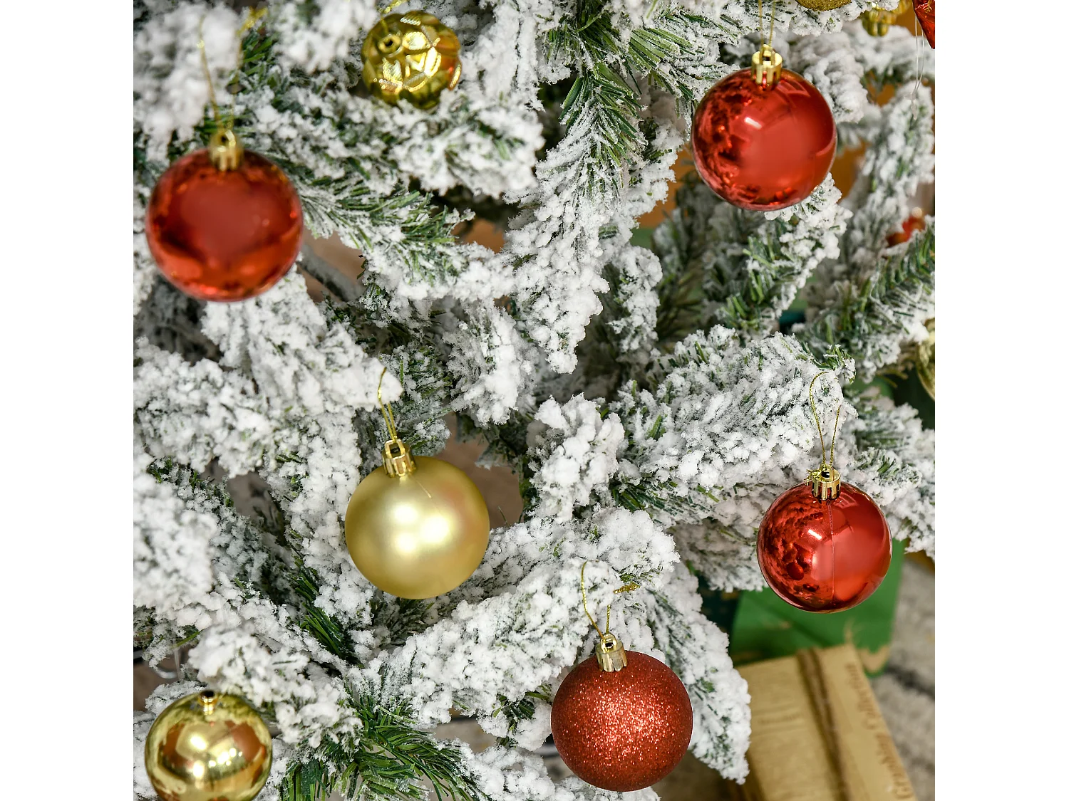 Árbol de navidad verde y blanco 85x85x150 cm HOMCOM