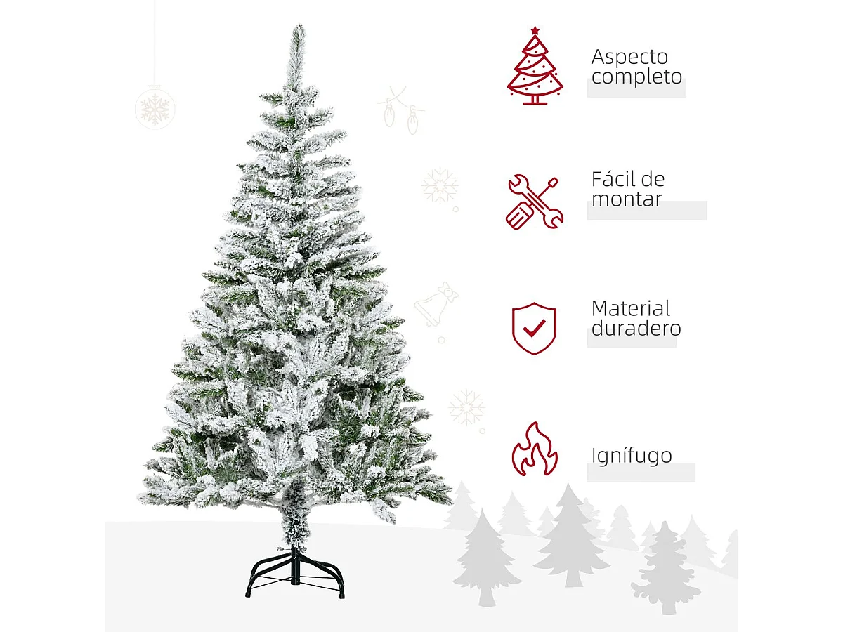 Árbol de navidad verde y blanco 85x85x150 cm HOMCOM