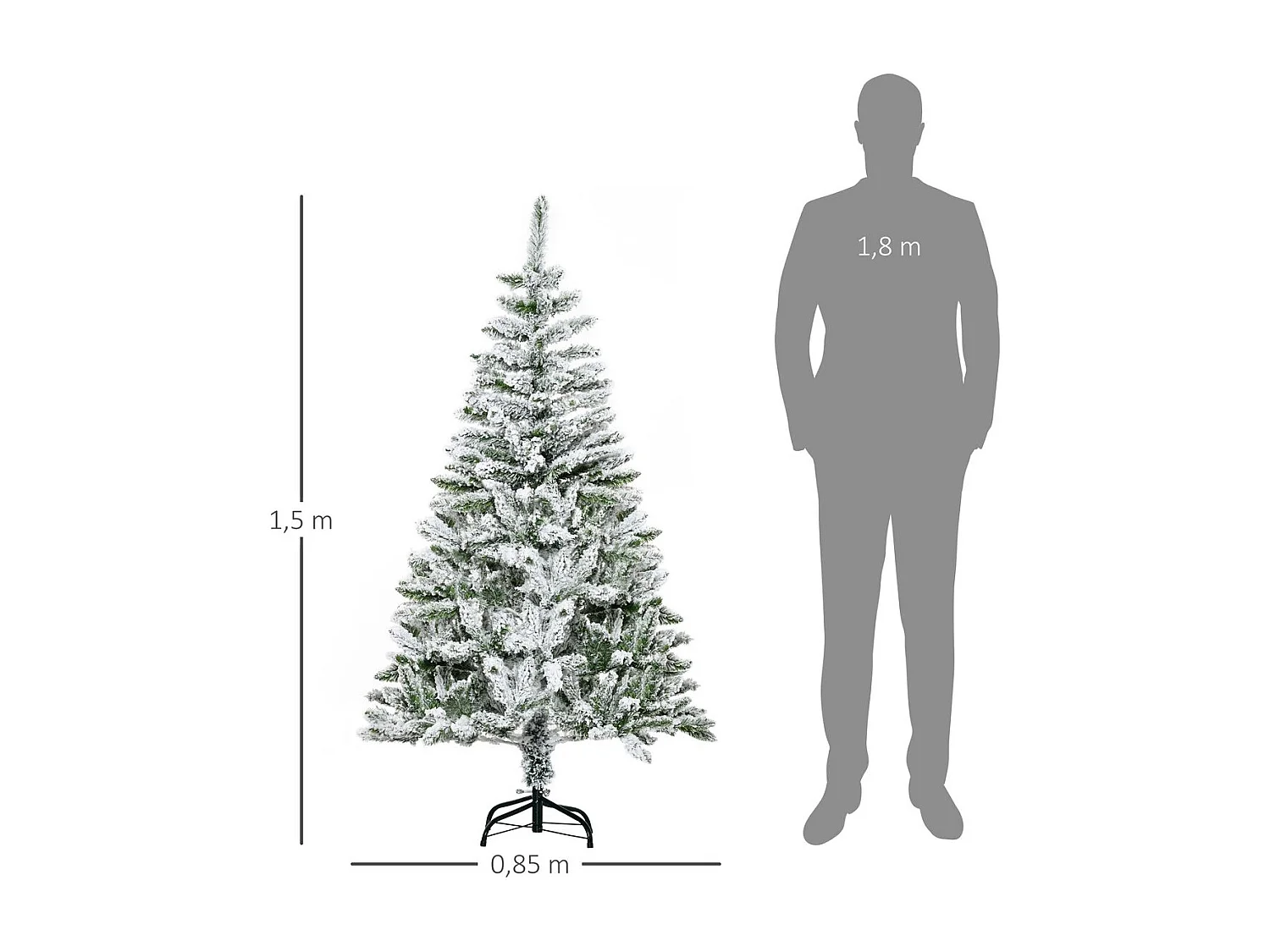 Árbol de navidad verde y blanco 85x85x150 cm HOMCOM