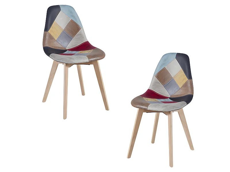 Packs Sillas Comedor - Pack 2 Sillas Kelen Patchwork Polipiel - Rojo