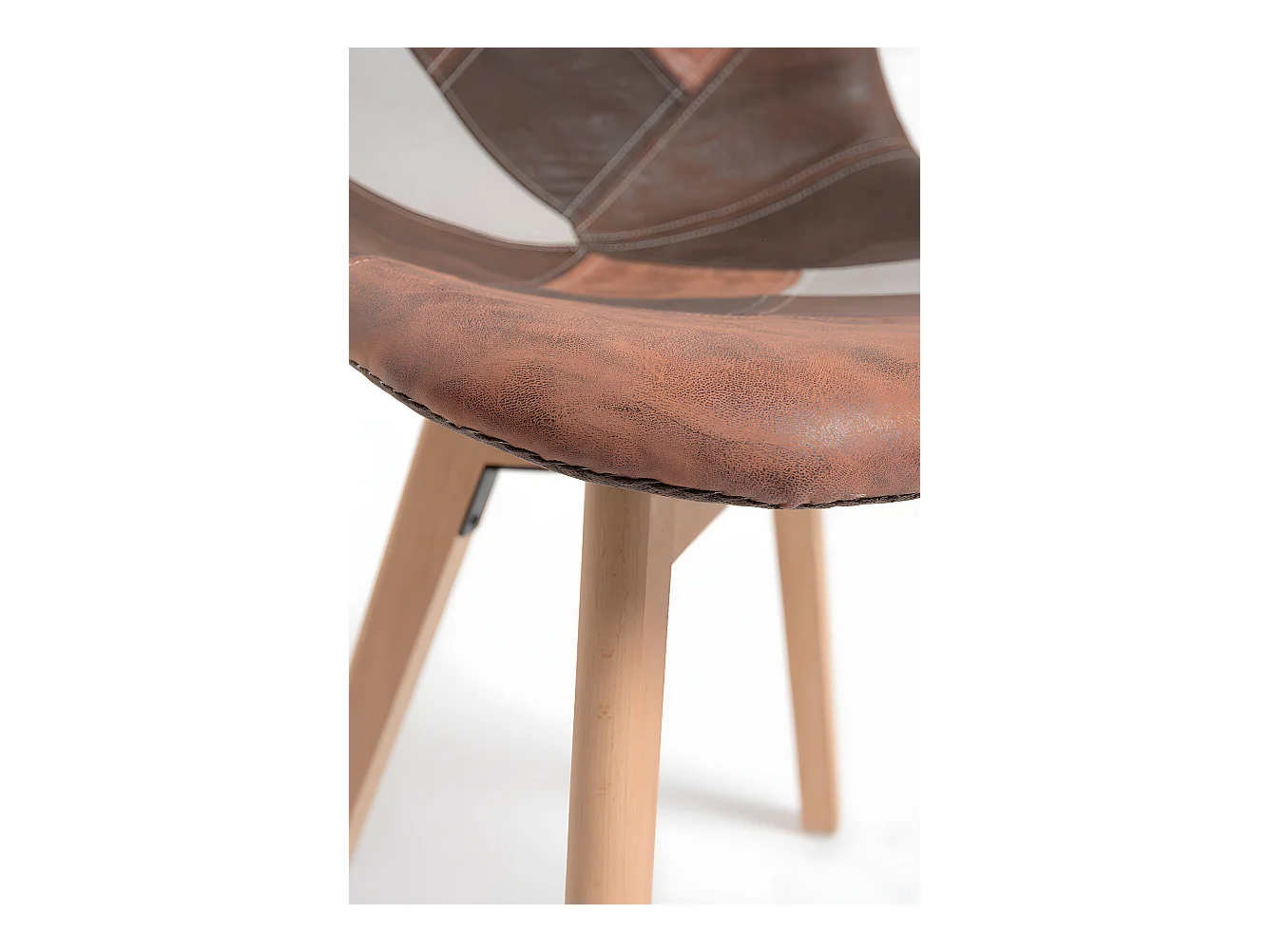 Packs Sillas Comedor - Pack 4 Sillas Kelen Patchwork Polipiel - Marrón