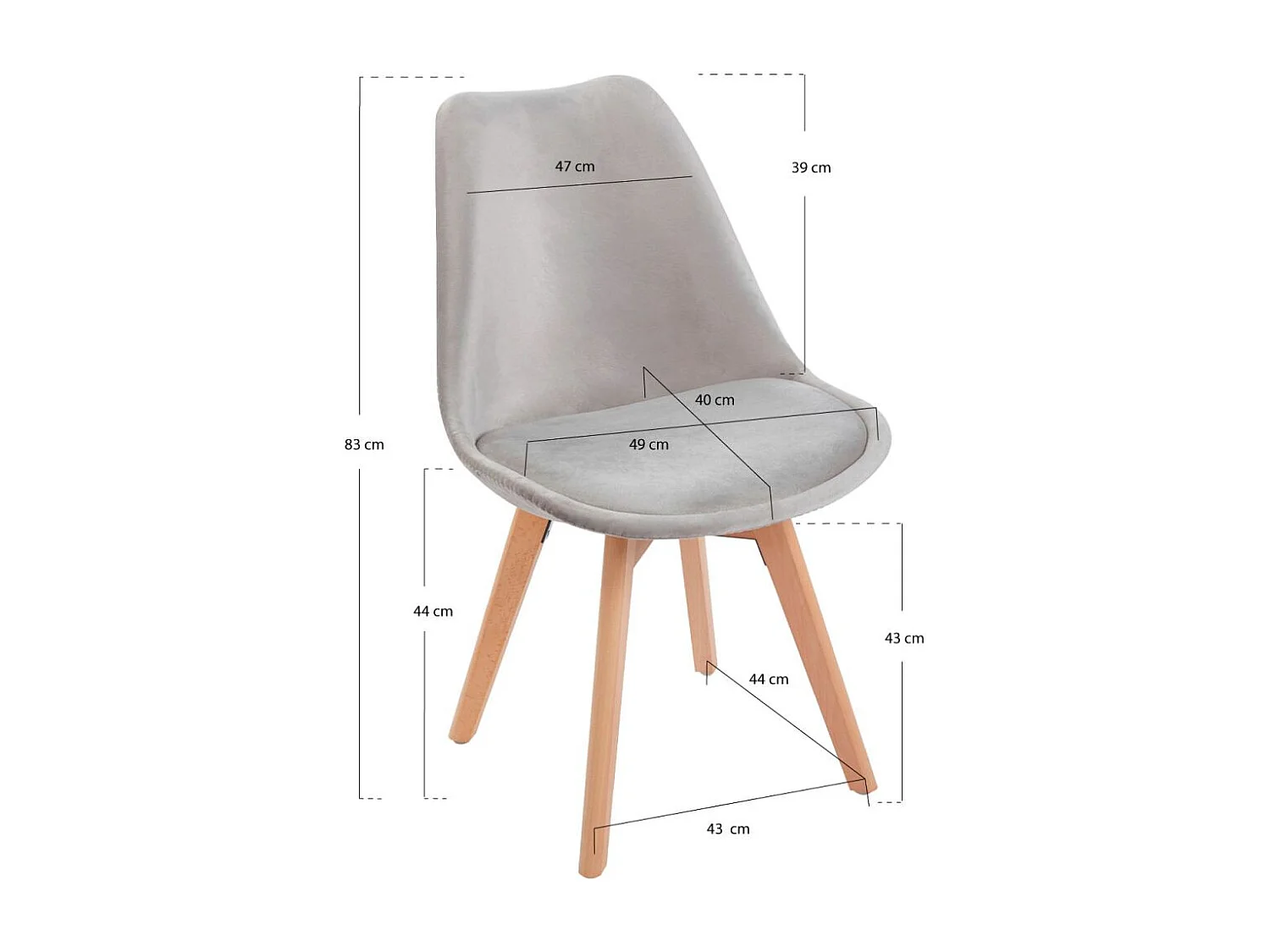 Sillas Comedor - Silla Synk Terciopelo - Gris claro