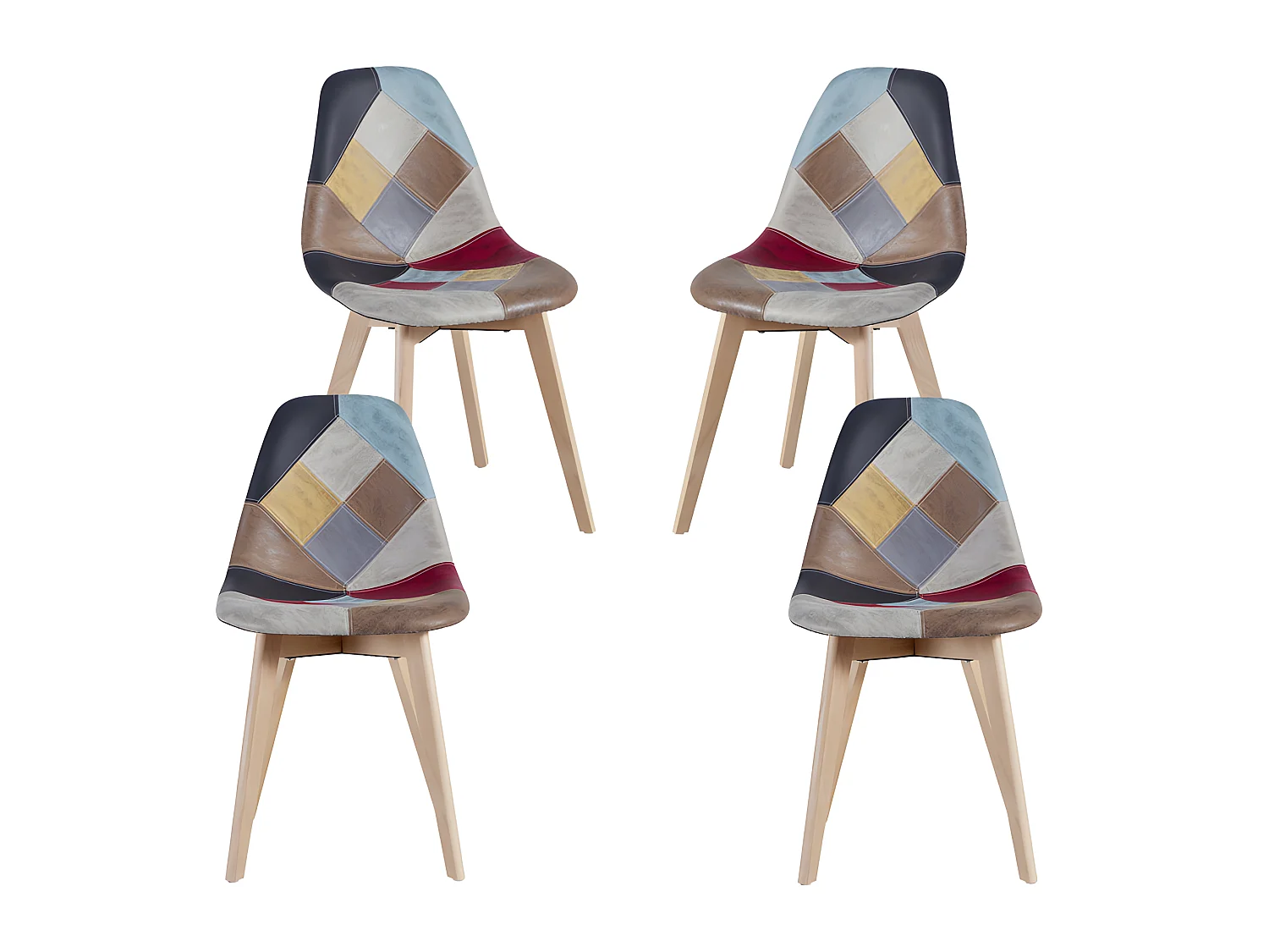 Packs Sillas Comedor - Pack 4 Sillas Kelen Patchwork Polipiel - Rojo