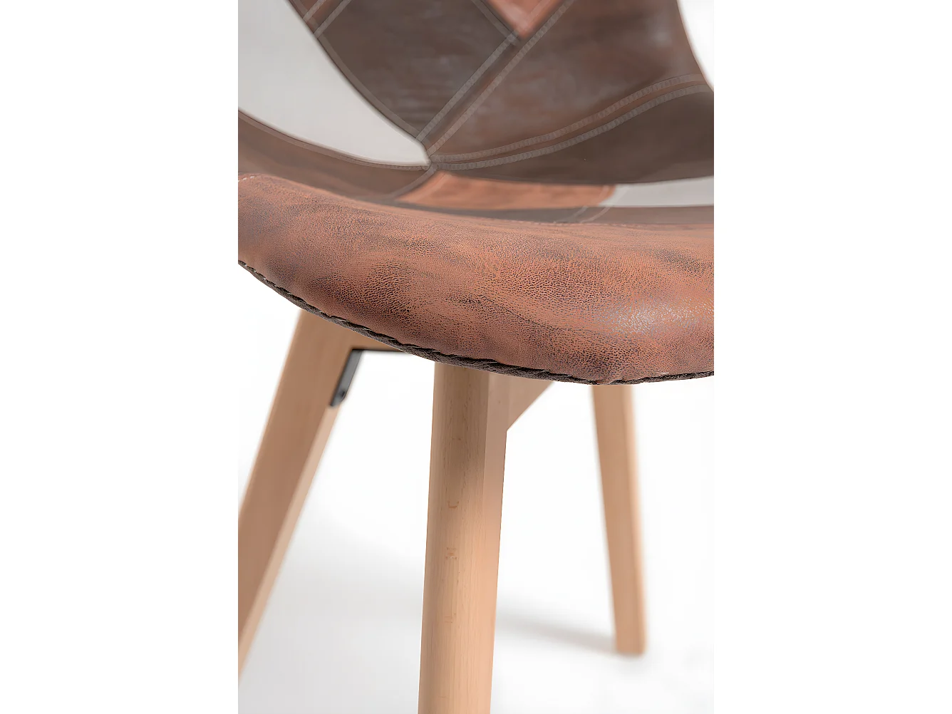 Packs Sillas Comedor - Pack 6 Sillas Kelen Patchwork Polipiel - Marrón