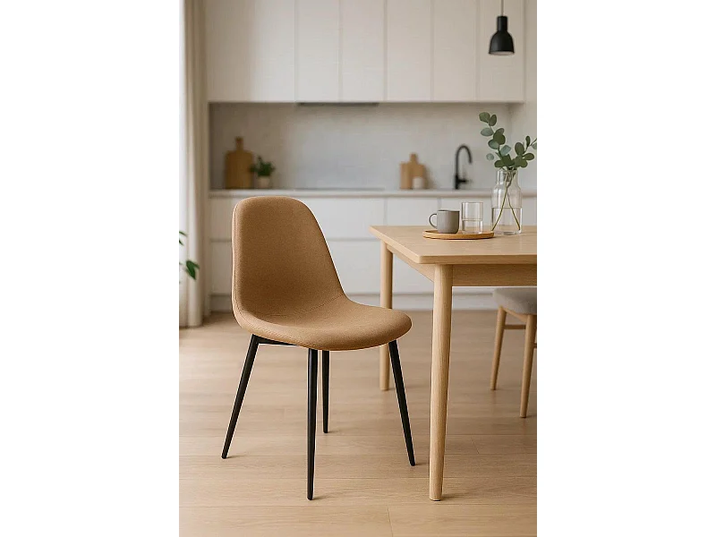 Sillas Comedor - Silla Black Teok Tela - Marrón arena