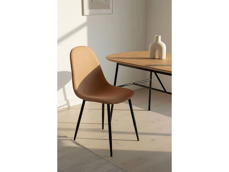 Sillas Comedor - Silla Black Teok Tela - Marrón arena