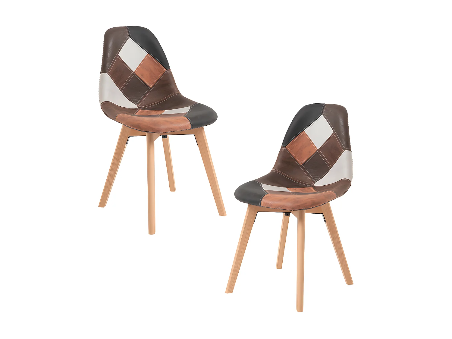Packs Sillas Comedor - Pack 2 Sillas Kelen Patchwork Polipiel - Marrón