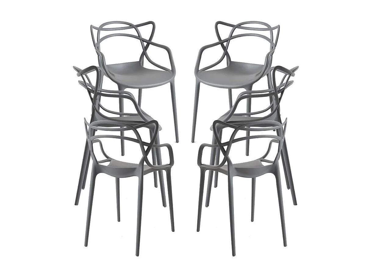 Packs Sillas Jardín - Pack 6 Sillas Korme - Gris oscuro