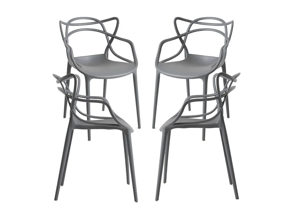 Packs Sillas Jardín - Pack 4 Sillas Korme - Gris oscuro