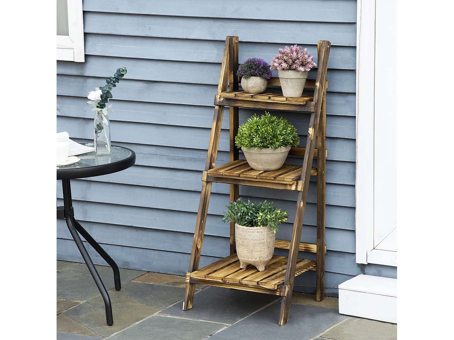 Estantería para plantas madera natural 40x37x93 cm Outsunny