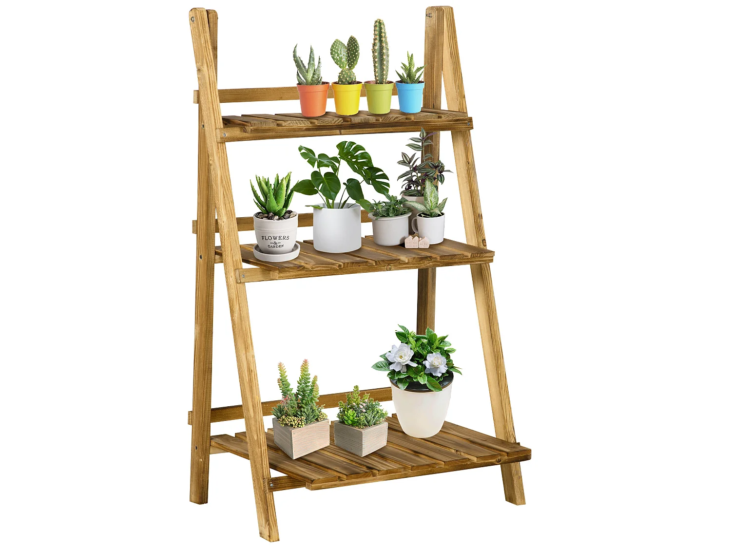 Estantería para plantas madera natural 60x37x93 cm Outsunny