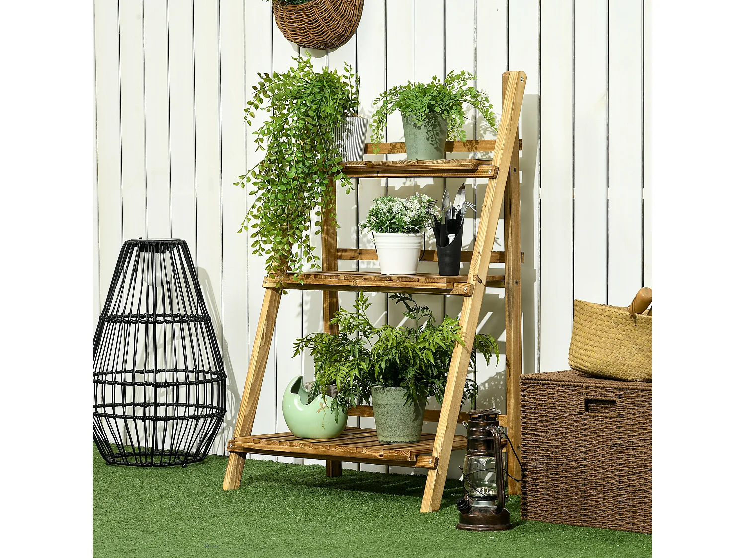 Estantería para plantas madera natural 60x37x93 cm Outsunny