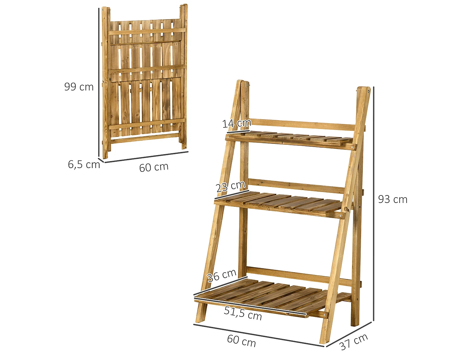 Estantería para plantas madera natural 60x37x93 cm Outsunny