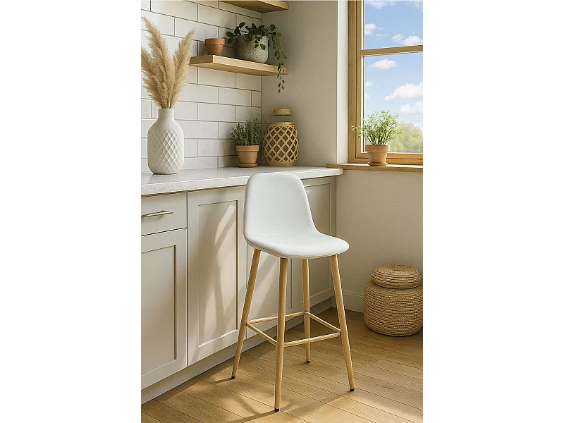 Taburetes Cocina - Taburete Teok Tela - Beige