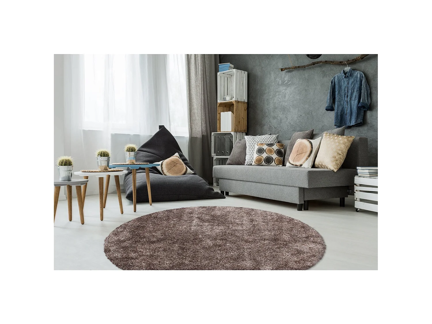 Tapis diamant 700 taupe - Rond Ø 120 cm