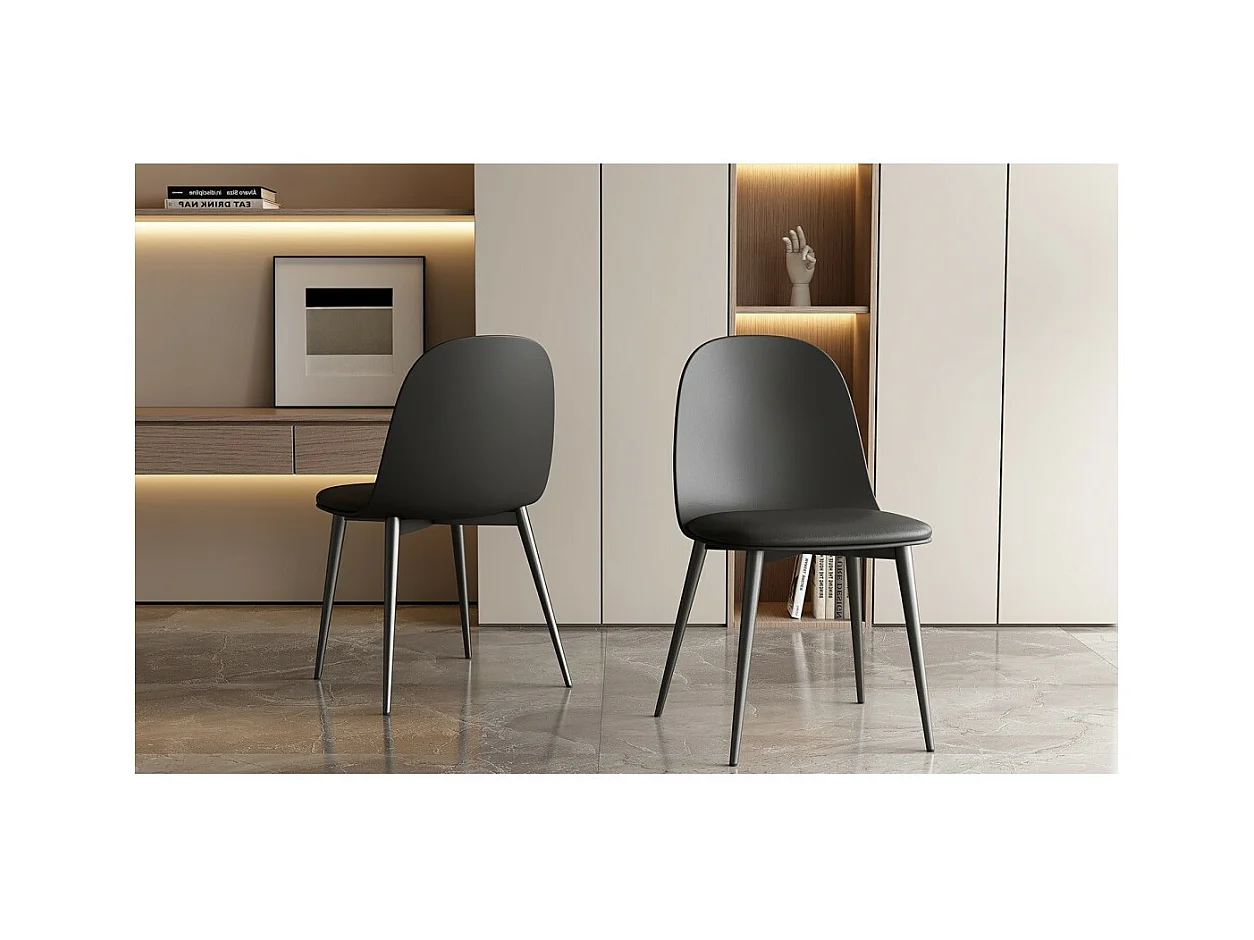 Chaise 'JASMON' coussin PU Noir, dimension H81 x L51 x P44, idéal pour votre cuisine ou salle à manger