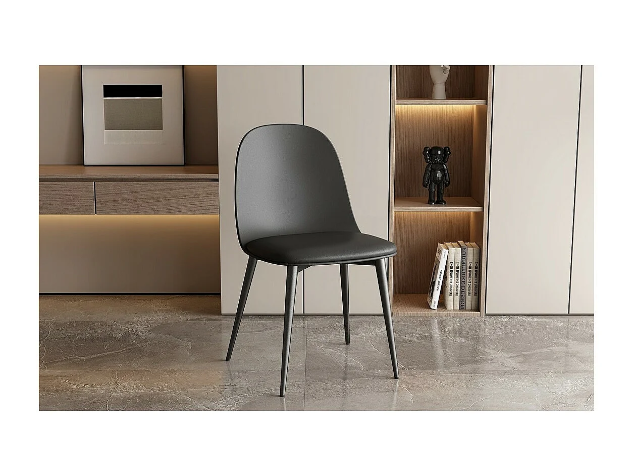 Chaise 'JASMON' coussin PU Noir, dimension H81 x L51 x P44, idéal pour votre cuisine ou salle à manger