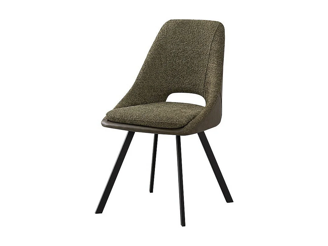 Stoel met Bouclé bekleding voor eetkamer in de kleur Groen. Collectie FILOU