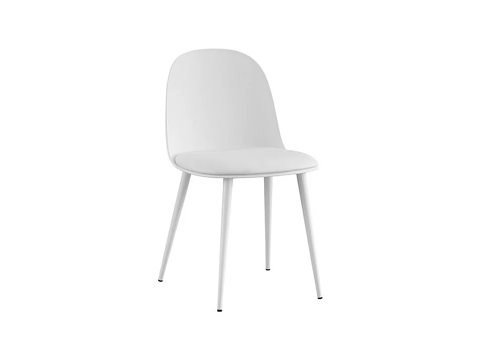 Chaise JASMON – Coussin PU Blanc avec pieds métal – H81 × L51 × P44 cm