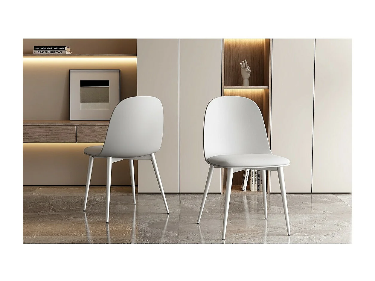 Stoel ''JASMON'' Wit PU kussen, afmetingen H81 x B51 x D44, ideaal voor uw keuken of eetkamer