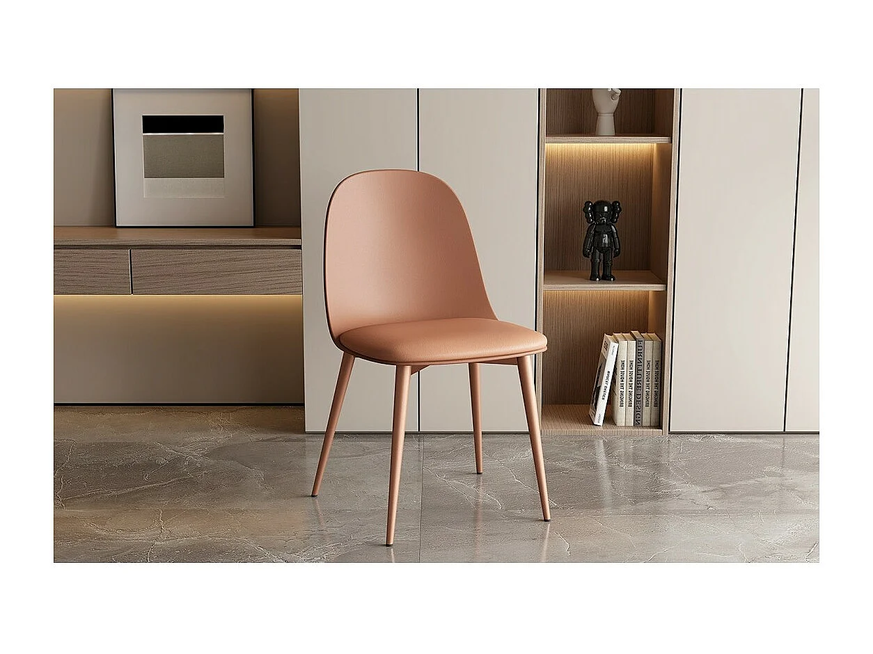 Cadeira 'JASMON' com almofada em PU Terracota, dimensões A81 x L51 x P44, ideal para sua cozinha ou sala de jantar.