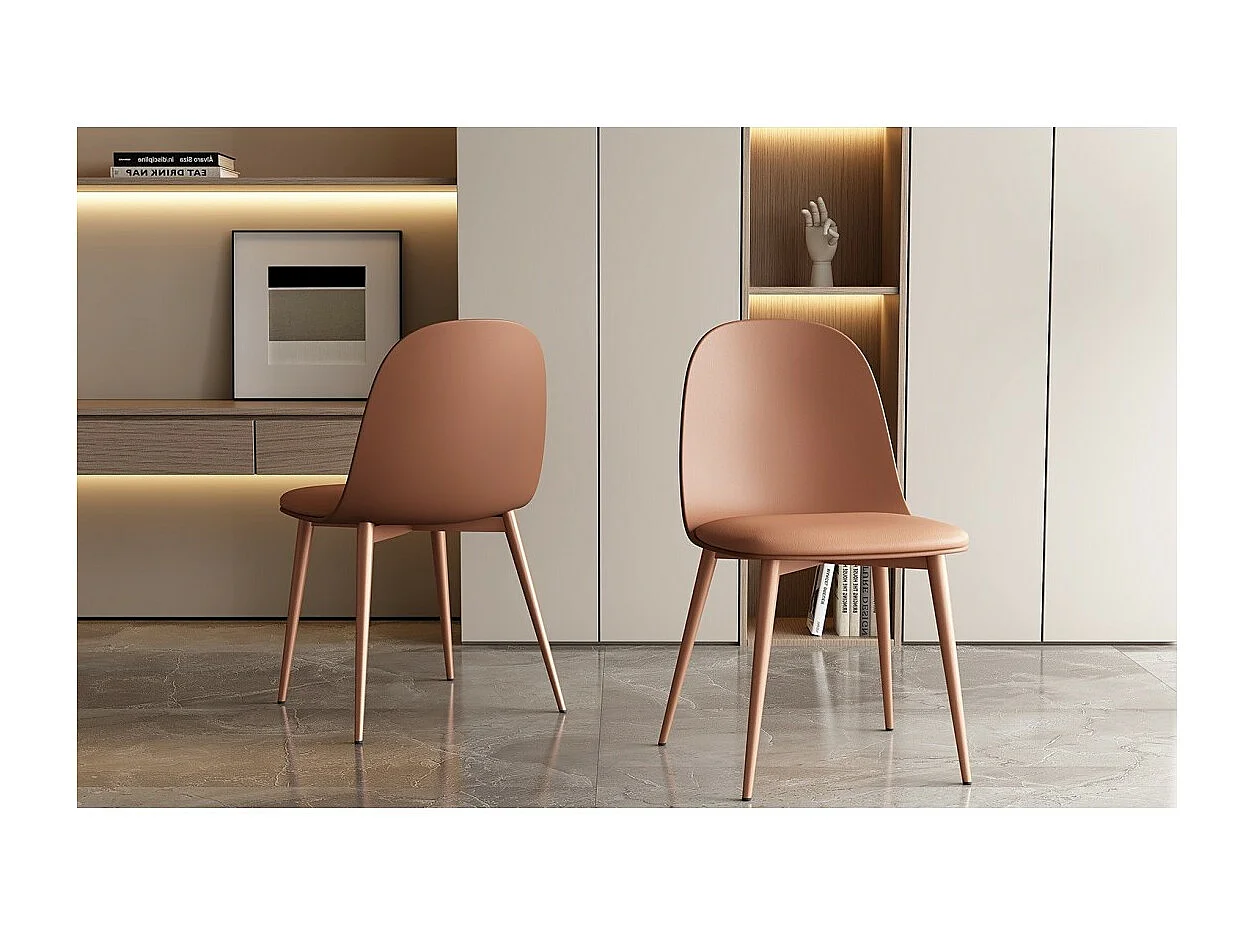 Cadeira 'JASMON' com almofada em PU Terracota, dimensões A81 x L51 x P44, ideal para sua cozinha ou sala de jantar.