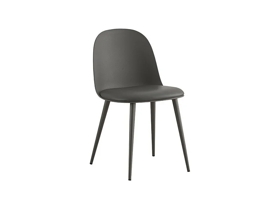 Chaise JASMON – Coussin PU Gris avec pieds métal – H81 × L51 × P44 cm