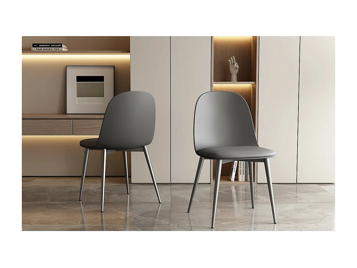 Silla ''JASMON'' cojín PU Gris, dimensiones H81 x L51 x P44, ideal para tu cocina o comedor.