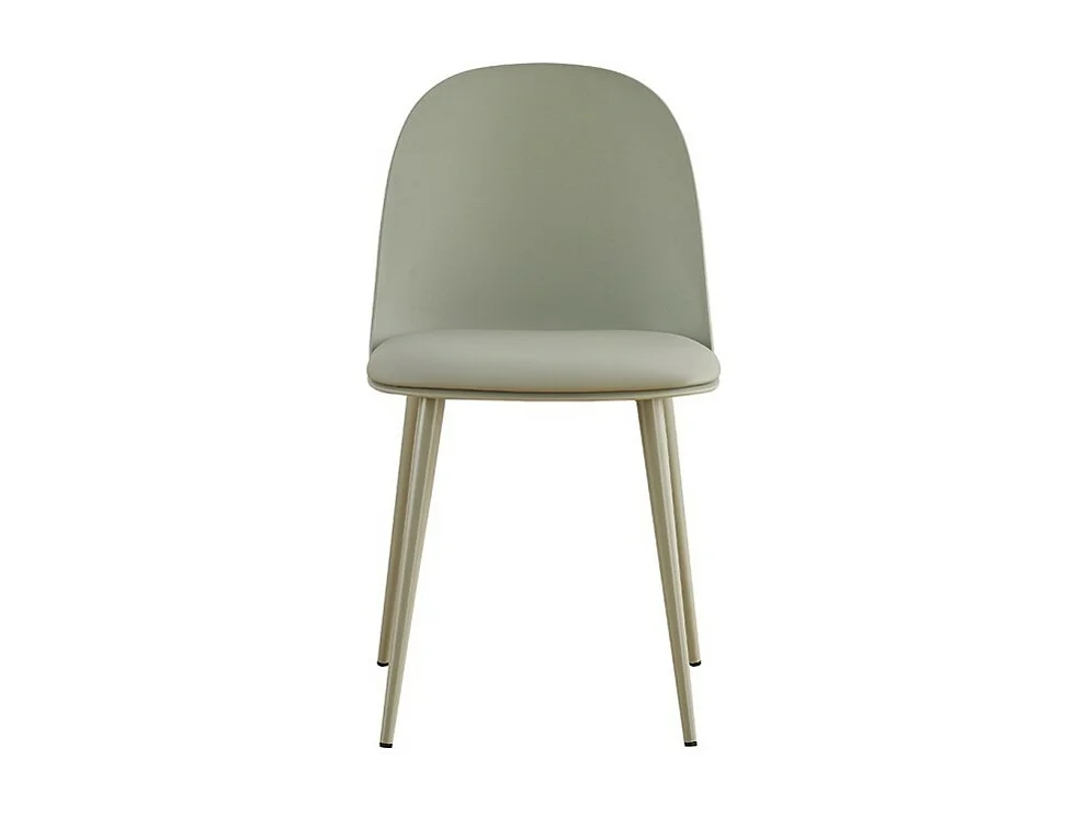 Chaise JASMON – Coussin PU Gris-Vert avec pieds métal – H81 × L51 × P44 cm