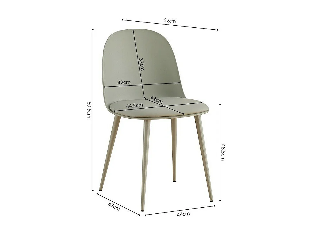 Cadeira 'JASMON' Almofada PU Cinza-Verde, dimensões A81 x L51 x P44, ideal para a sua cozinha ou sala de jantar.