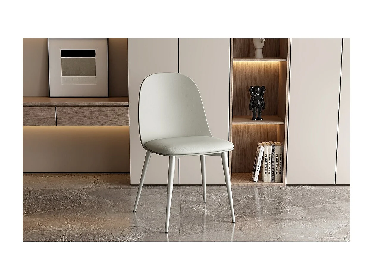 Cadeira 'JASMON' Almofada PU Cinza-Verde, dimensões A81 x L51 x P44, ideal para a sua cozinha ou sala de jantar.