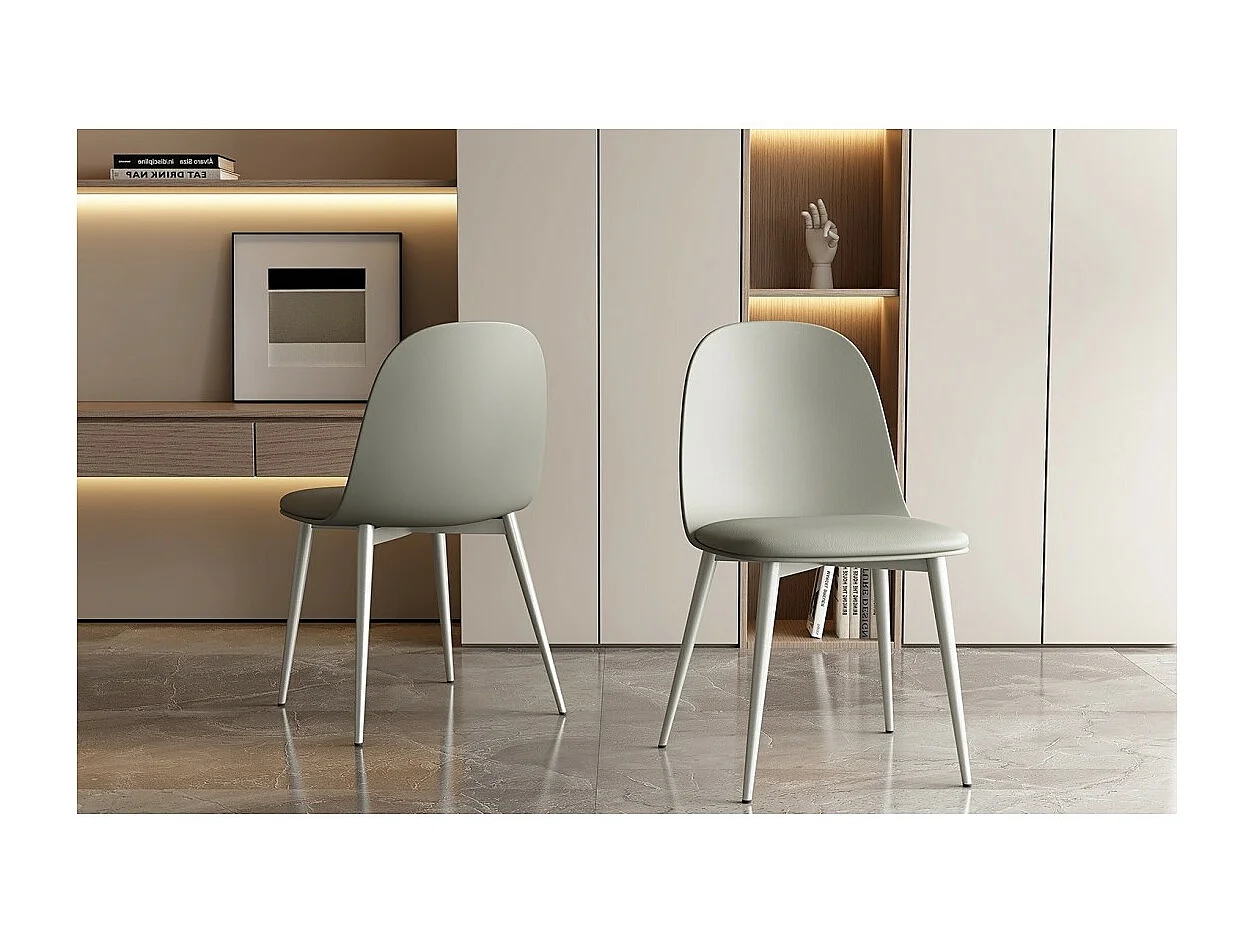 Cadeira 'JASMON' Almofada PU Cinza-Verde, dimensões A81 x L51 x P44, ideal para a sua cozinha ou sala de jantar.