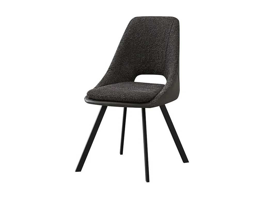 Stuhl mit Bouclé-Bezug für das Esszimmer in Grau. Kollektion FILOU.