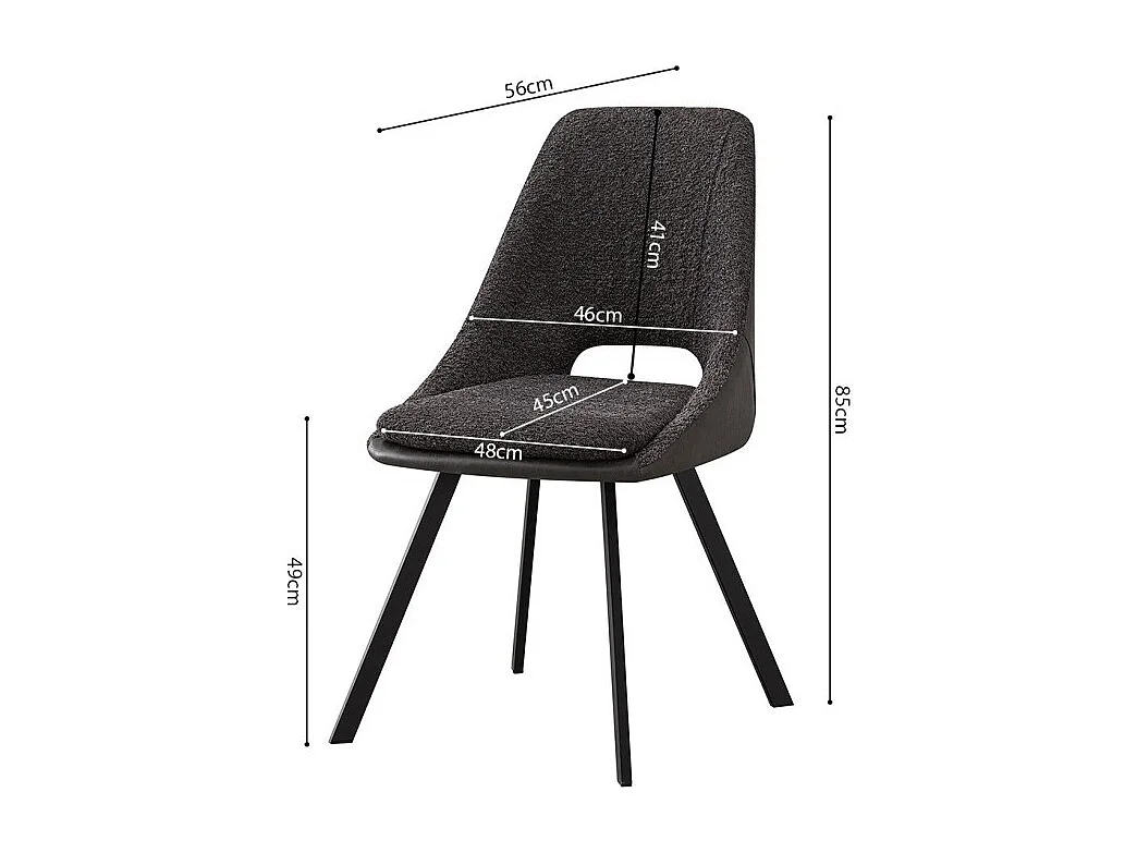 Stuhl mit Bouclé-Bezug für das Esszimmer in Grau. Kollektion FILOU.