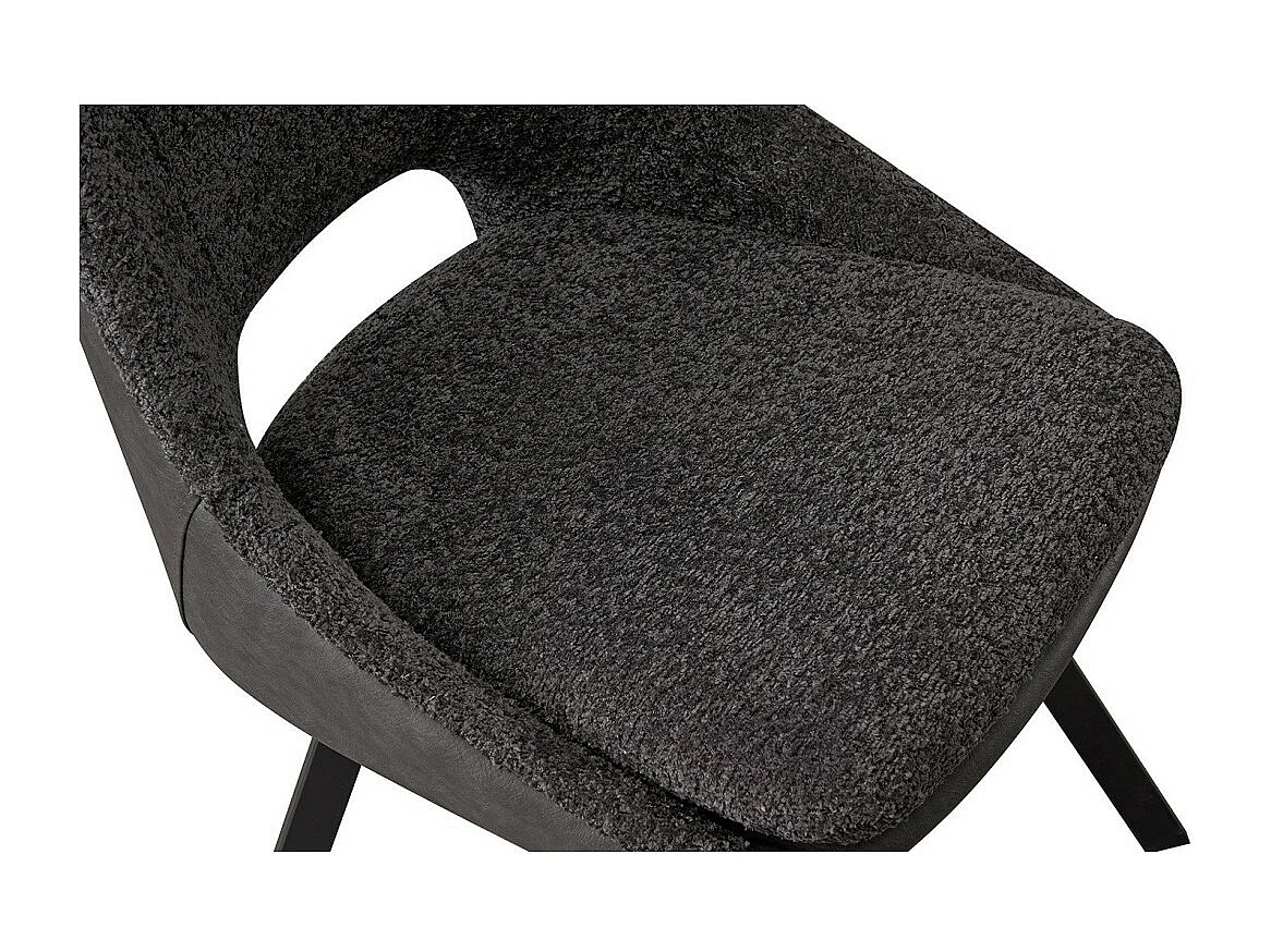 Stuhl mit Bouclé-Bezug für das Esszimmer in Grau. Kollektion FILOU.