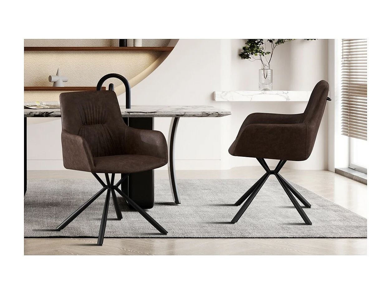 Sedia 'LYRO' in PU marrone, dimensioni H86 x L55,5 x P64,5, ideale per la tua cucina o sala da pranzo.