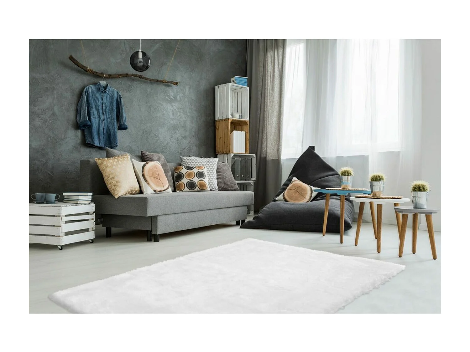 Tapis tufté à la main couronne 110 blanc - 180 x 280 cm