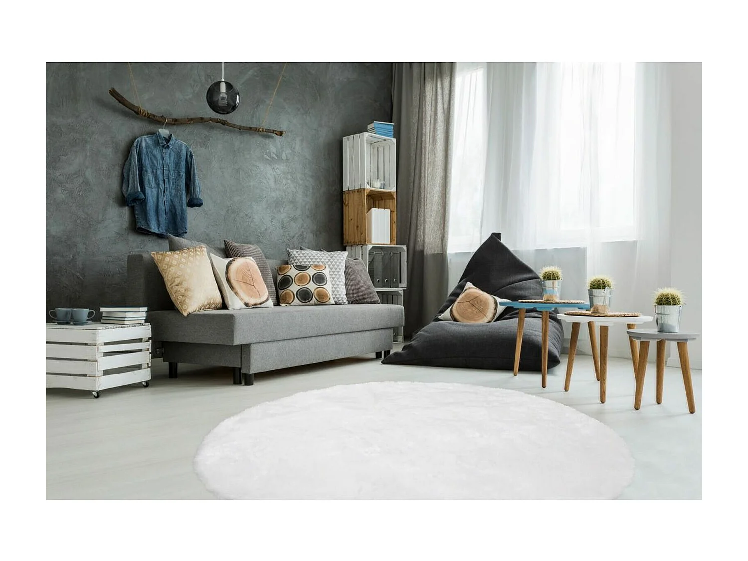 Tapis tufté à la main couronne 110 blanc - 180 x 280 cm