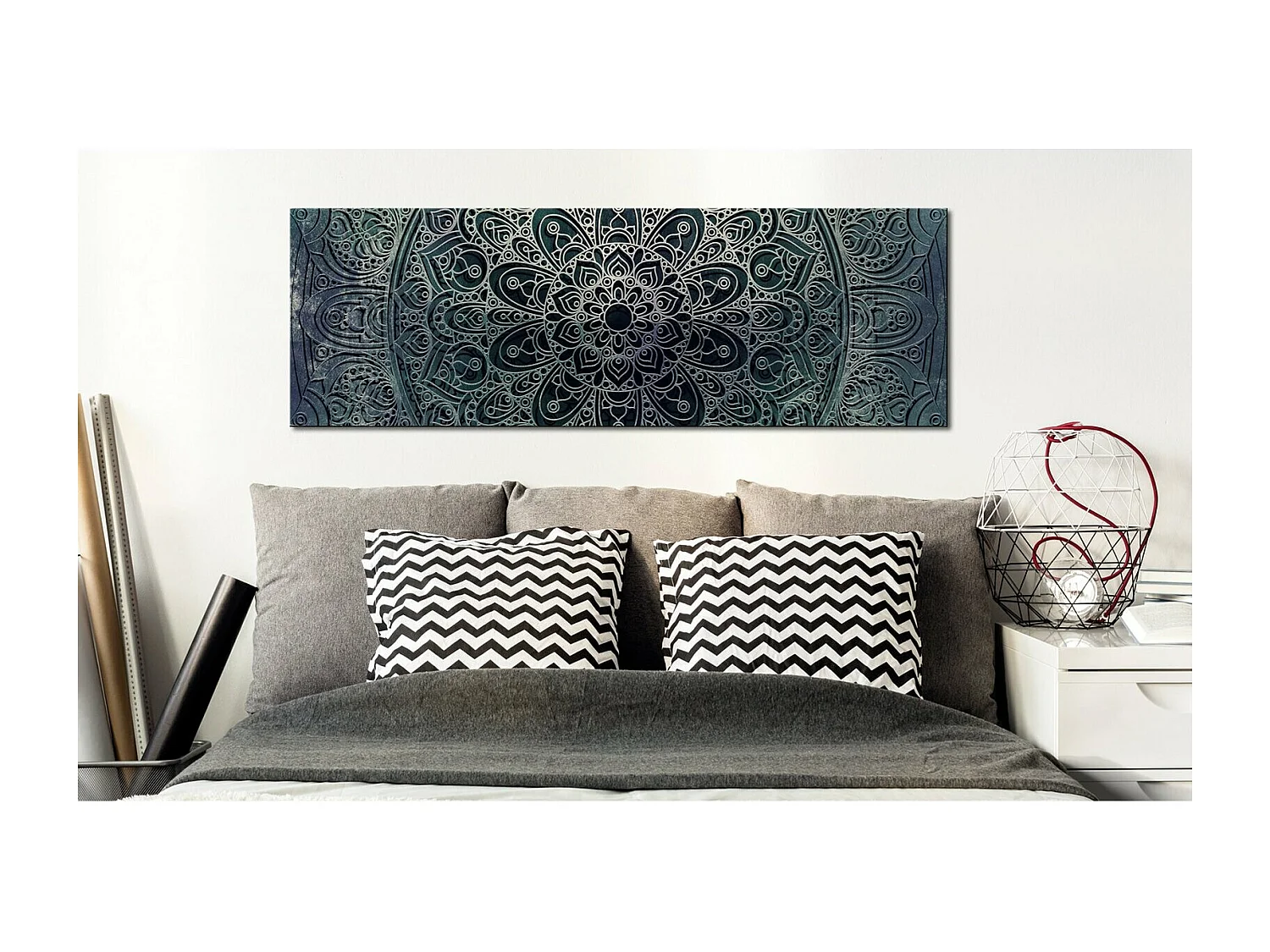 Tableau mandala malachite calme - 150 x 50 cm