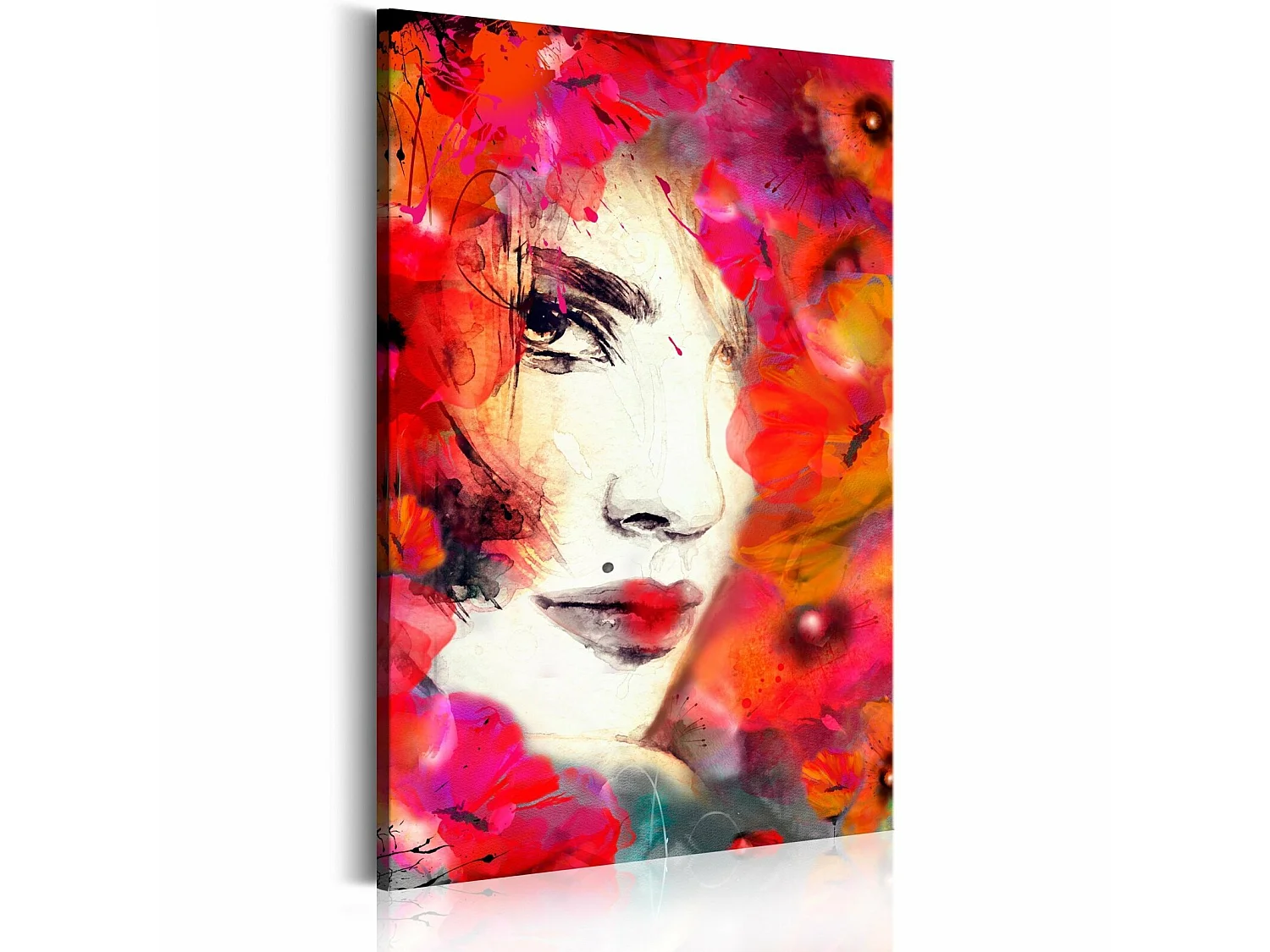 Tableau femme dans les coquelicots - 80 x 120 cm