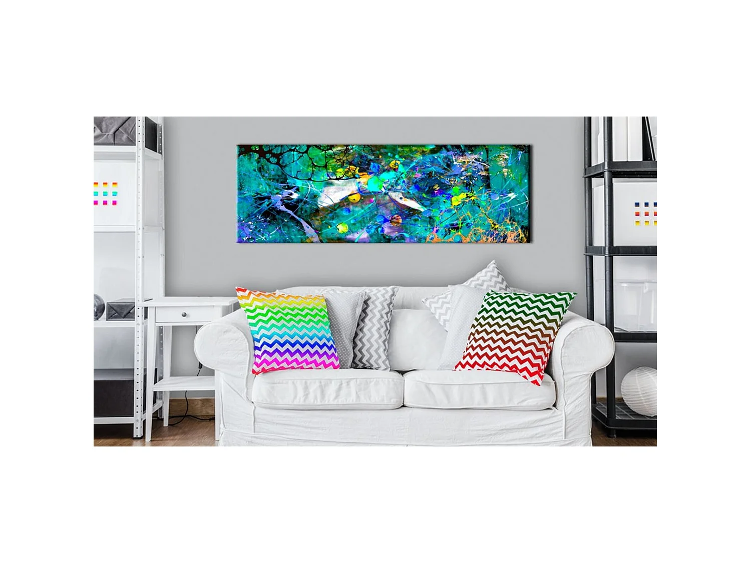 Tableau jungle de saphir - 135 x 45 cm