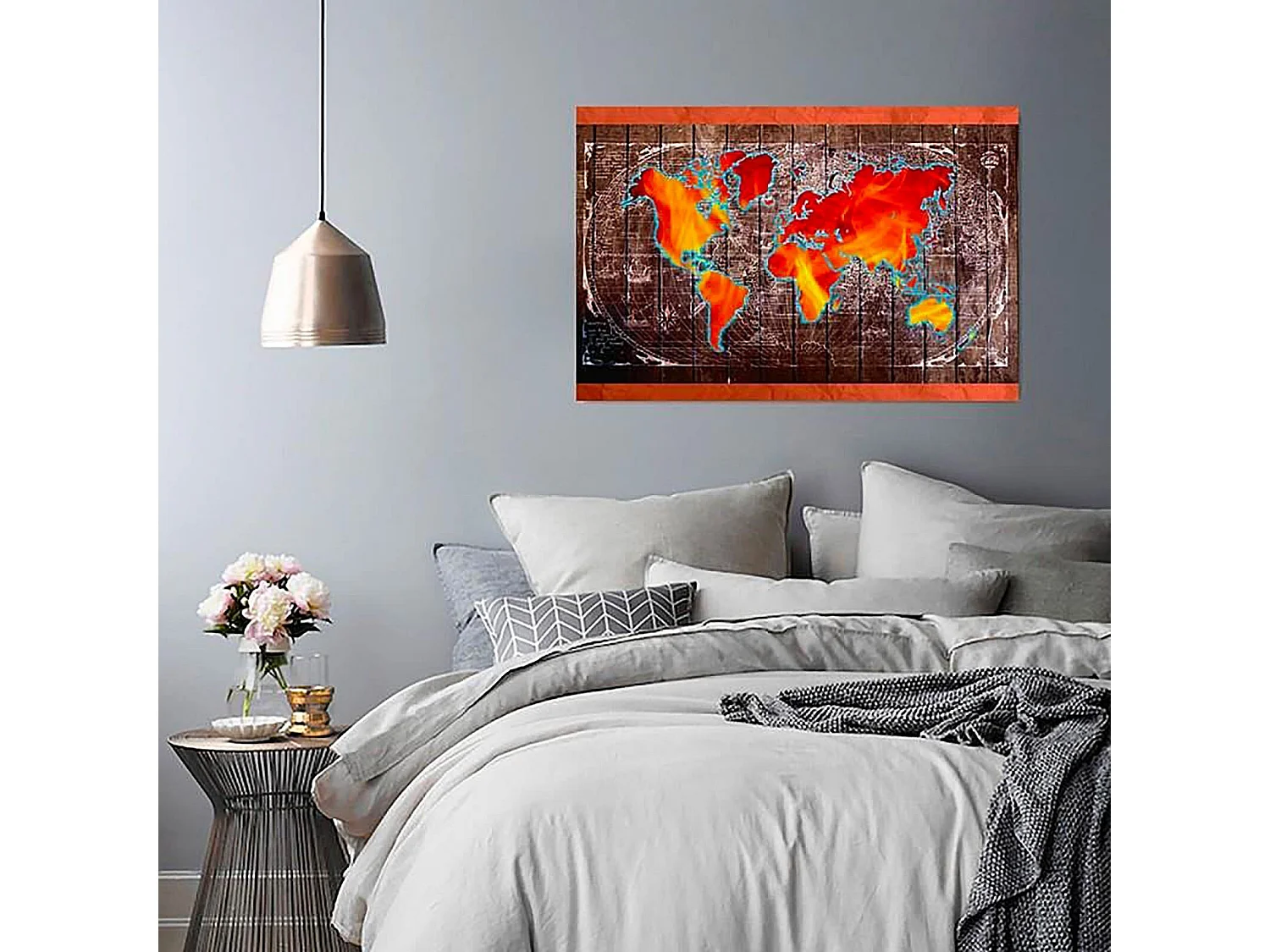 Tableau bois carte du monde - 100 x 70 cm