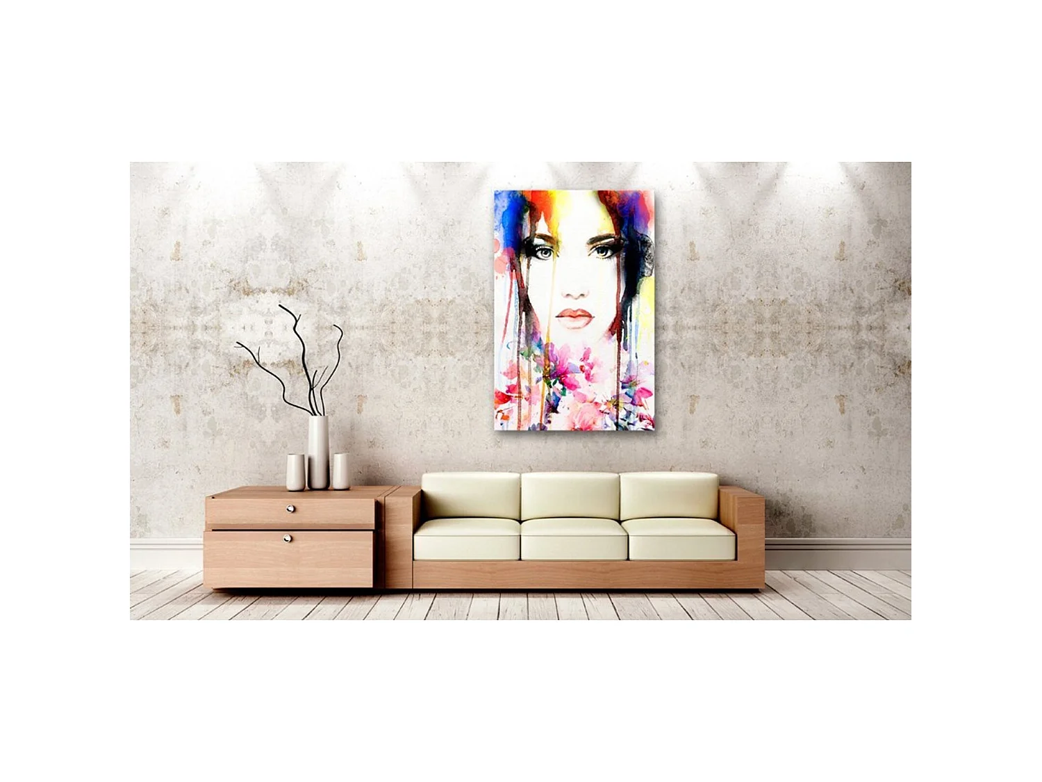 Tableau dame colorée - 60 x 90 cm