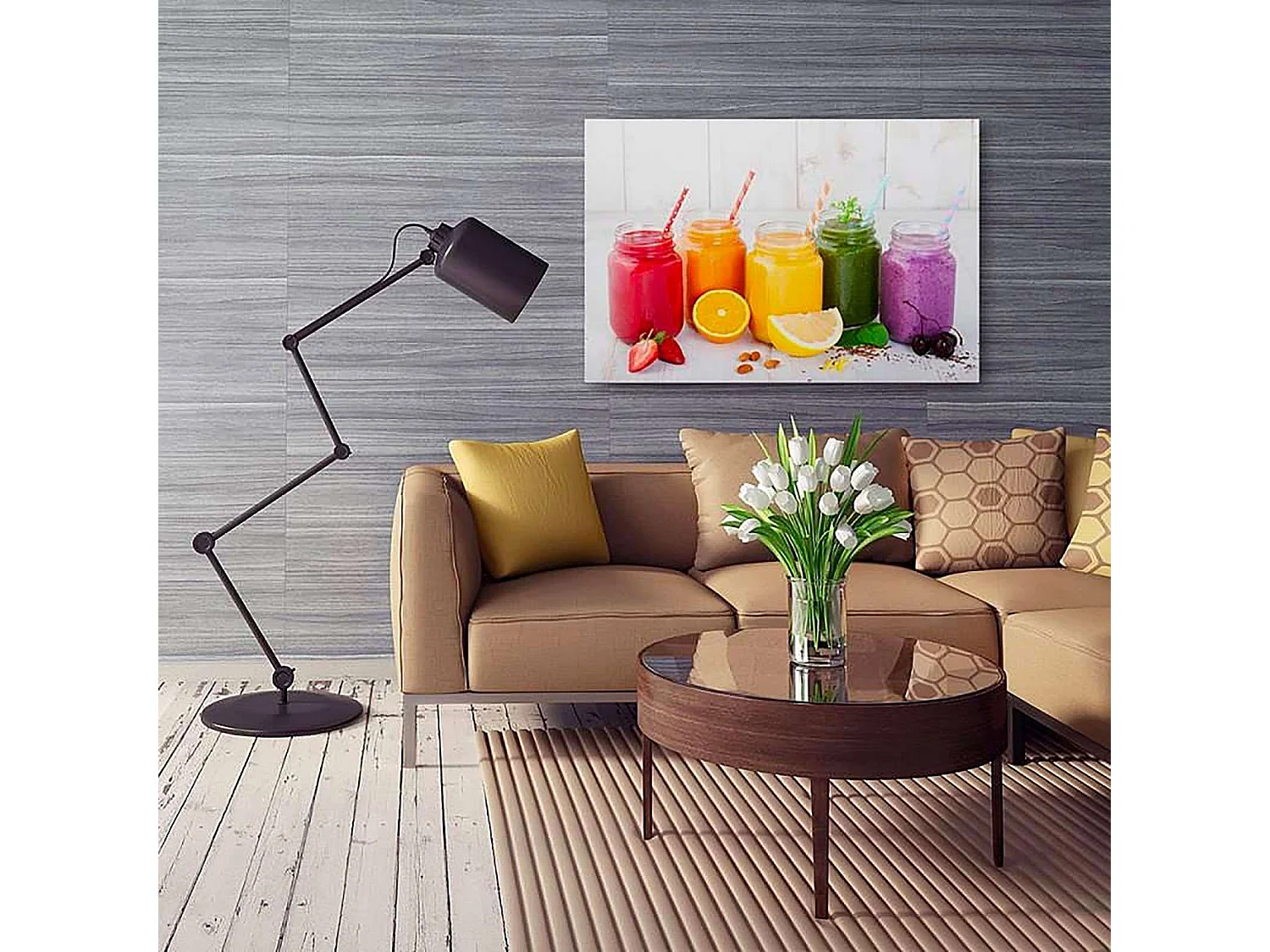 Tableau bois collection de fruits - 120 x 80 cm