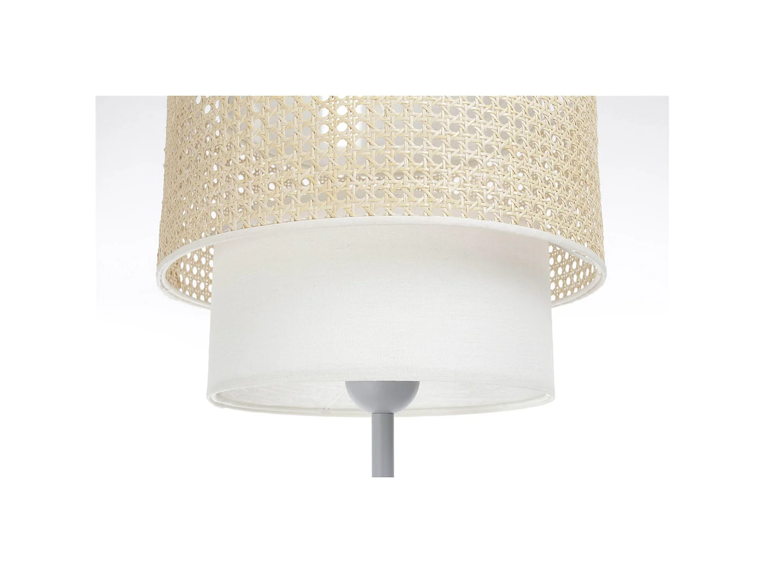 Lampadaire Extérieur en rotin, intérieur en tissu structuré blanc