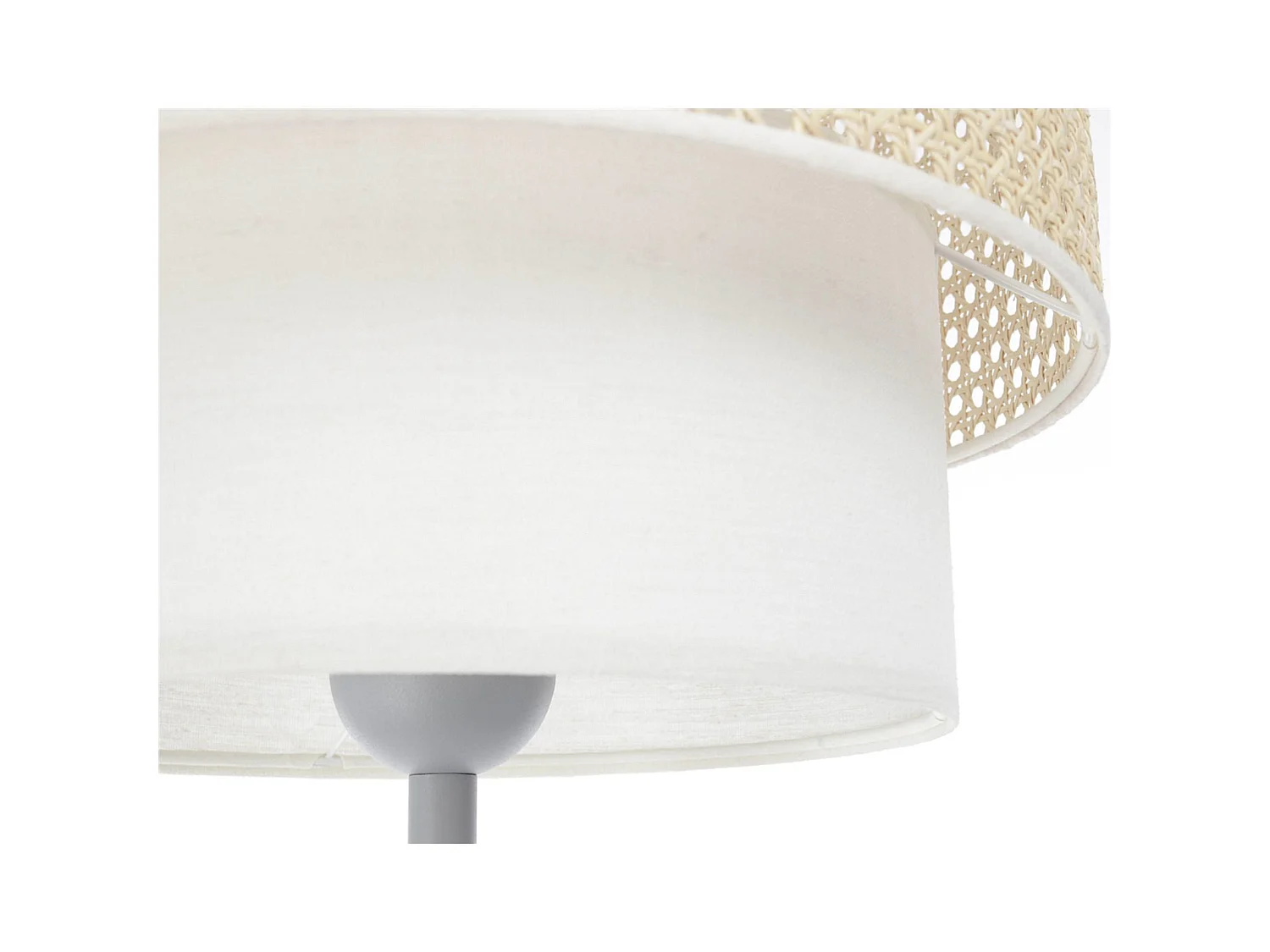 Lampadaire Extérieur en rotin, intérieur en tissu structuré blanc
