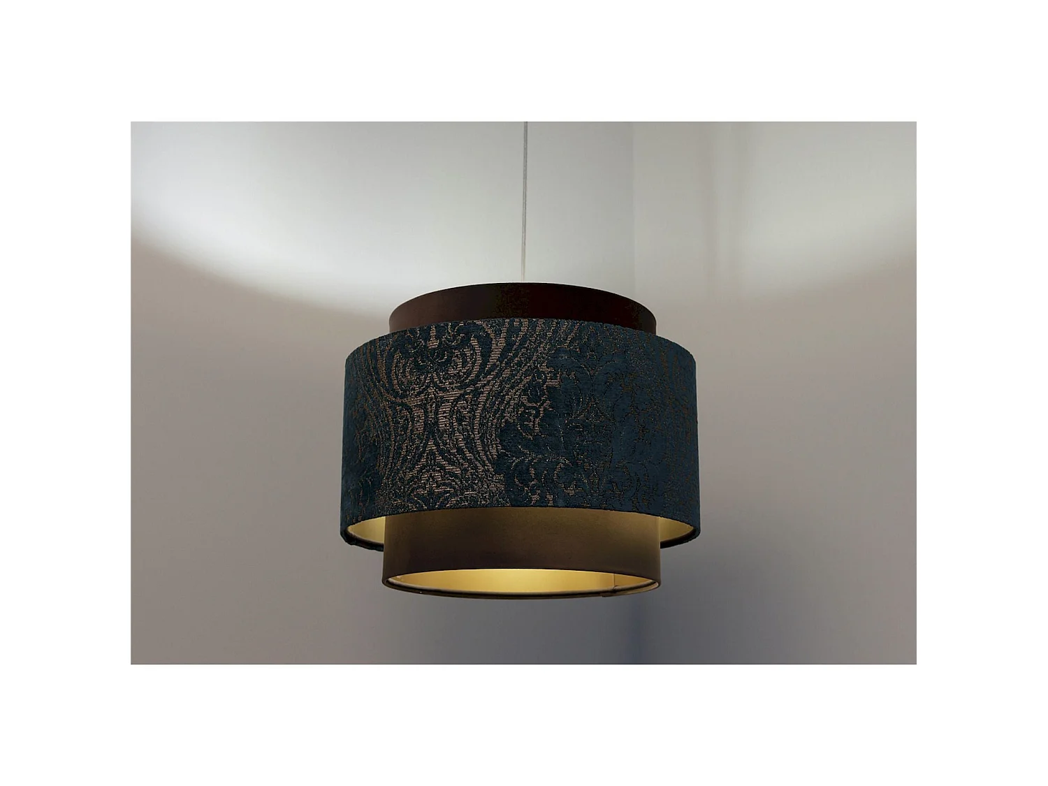 Suspension Extérieur à motif doré cuivré et bleu, intérieur cuivré
