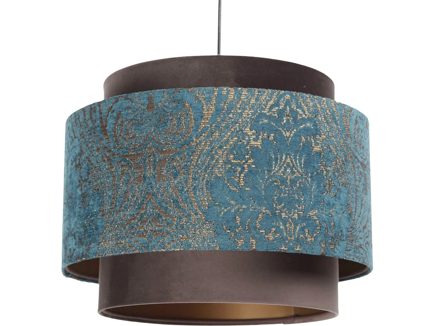 Suspension Extérieur à motif doré cuivré et bleu, intérieur cuivré