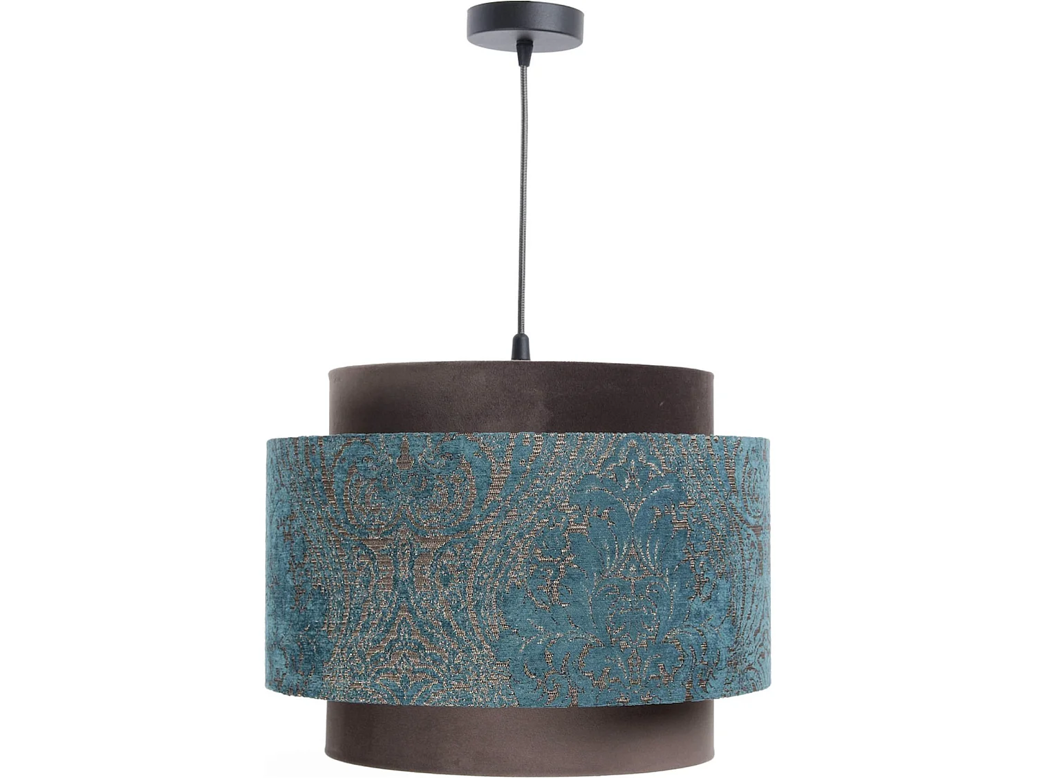 Suspension Extérieur à motif doré cuivré et bleu, intérieur cuivré